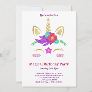 Invitación de cumpleaños de Unicornio mágico