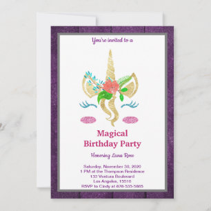 Invitación de cumpleaños de Unicornio mágico