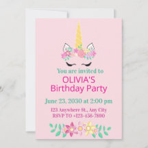 Invitación de cumpleaños de Unicornio Mágico