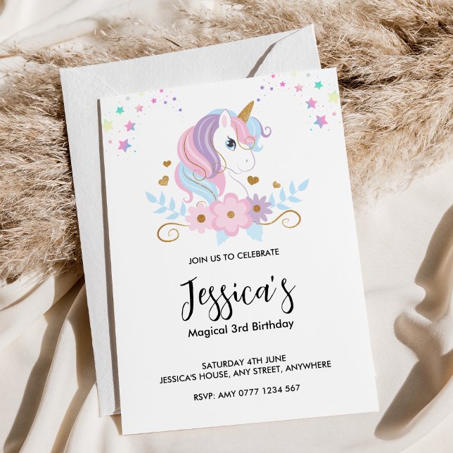 Invitación de cumpleaños de Unicornio mágico (Mystical Unicorn Invitation)