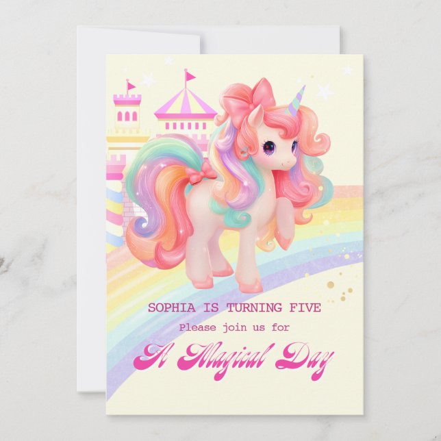 Invitación de cumpleaños de Unicornio mágico (Anverso)