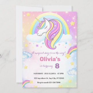 invitación de cumpleaños de unicornio mágico