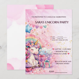 Invitación de cumpleaños de unicornio mágico - Arc