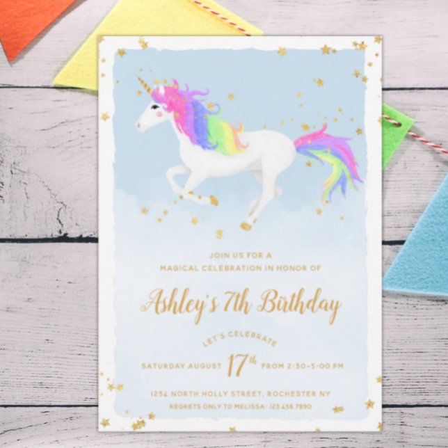 Invitación de cumpleaños de Unicornio mágico | Arc (Subido por el creador)