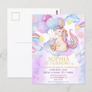 Invitación de cumpleaños de Unicornio Mágico Arcoí