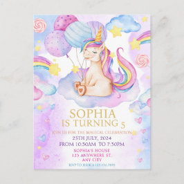 Invitación de cumpleaños de Unicornio Mágico Arcoí