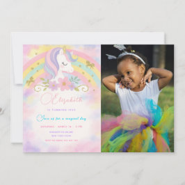 Invitación de cumpleaños de Unicornio mágico con f