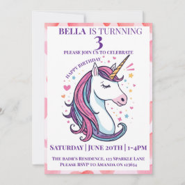 Invitación de cumpleaños de unicornio mágico para 