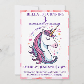 Invitación de cumpleaños de unicornio mágico para
