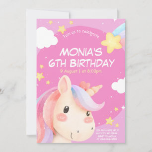 Invitación de cumpleaños de Unicornio mágico para 