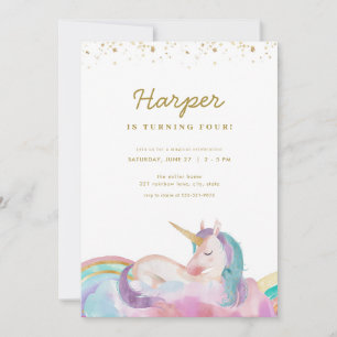 Invitación de cumpleaños de unicornio mágico paste