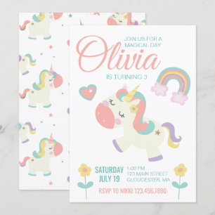 invitación de cumpleaños de Unicornio Mágico paste