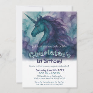 Invitación de cumpleaños de unicornio mágico - Tin