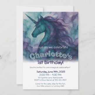 Invitación de cumpleaños de unicornio mágico - Tin