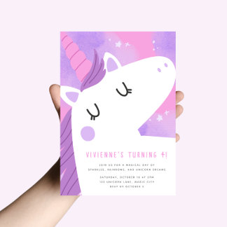 Invitación de cumpleaños de unicornio moderna
