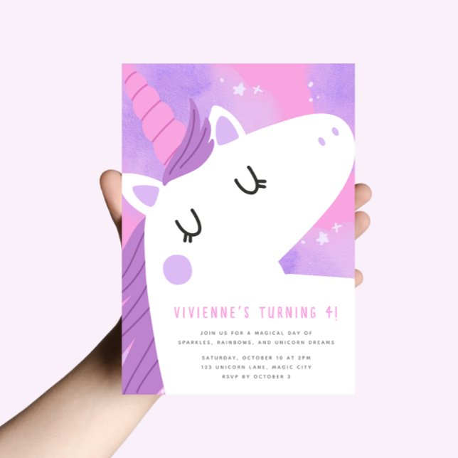 Invitación de cumpleaños de unicornio moderna (Subido por el creador)
