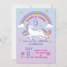 Invitación de cumpleaños de Unicornio para Chicas
