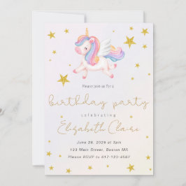 Invitación de cumpleaños de unicornio para chicas