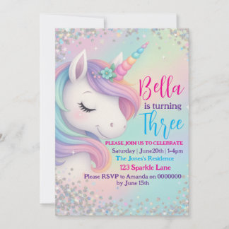 Invitación de cumpleaños de Unicornio para el Past
