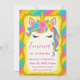 Invitación de cumpleaños de Unicornio para Fiesta 
