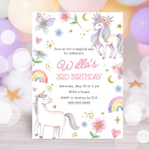 Invitación de Cumpleaños de Unicornio para Niñas  