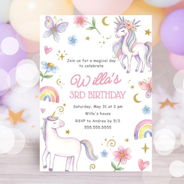 Invitación de Cumpleaños de Unicornio para Niñas | (Subido por el creador)