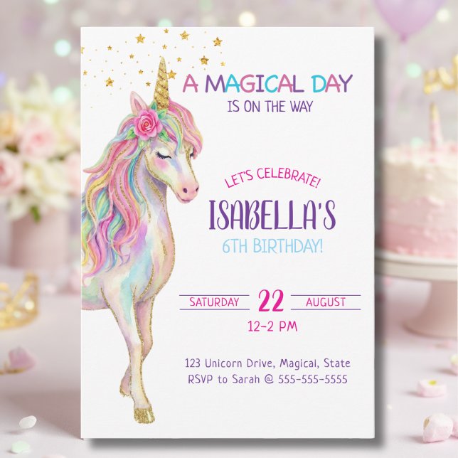 Invitación de cumpleaños de unicornio para niñas d (Subido por el creador)