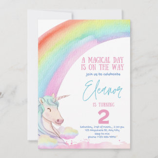 invitación de cumpleaños de unicornio para niños