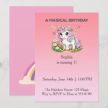 Invitación de cumpleaños de unicornio Pastel Dorad