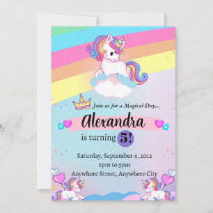 Invitación de cumpleaños de Unicornio Pastel Fiest