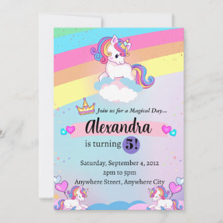 Invitación de cumpleaños de Unicornio Pastel Fiest