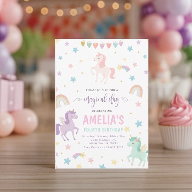 Invitación de cumpleaños de Unicornio por capricho (Subido por el creador)