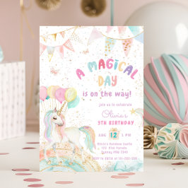 Invitación de cumpleaños de unicornio Rainbow Cute