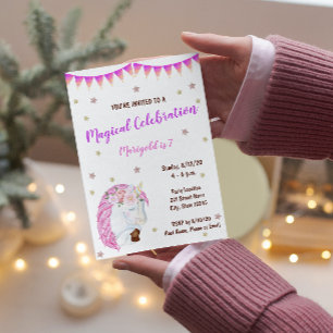 Invitación de cumpleaños de Unicornio rosa