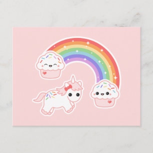 Invitación de cumpleaños de unicornio rosa, cupcak