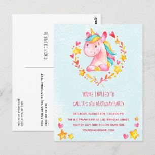 Invitación de cumpleaños de unicornio rosa mágico