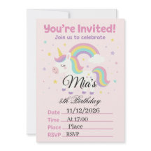 Invitación de Cumpleaños de Unicornio Rosa Mágico 