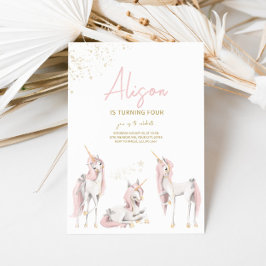 Invitación de cumpleaños de Unicornio rosa minimal
