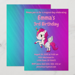 Invitación de cumpleaños de unicornio - Super lind