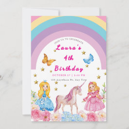 Invitación de cumpleaños de unicornio y arcoíris