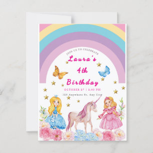 Invitación de cumpleaños de unicornio y arcoíris