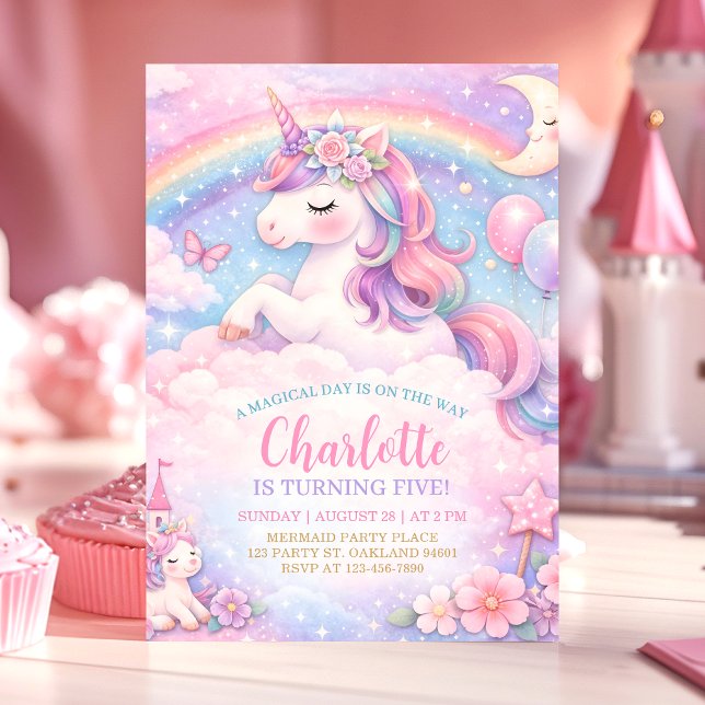 Invitación de cumpleaños de unicornio y arcoíris (Subido por el creador)