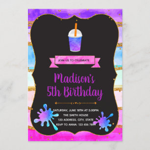 Invitación de cumpleaños de unicornio y frappuccin