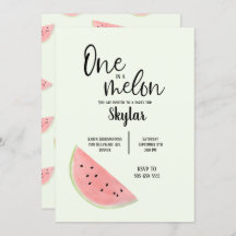 Invitación de cumpleaños de uno en melón para Chic