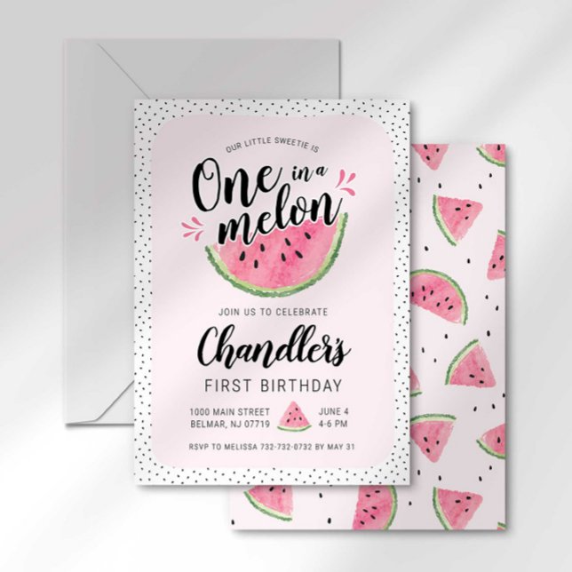 Invitación de cumpleaños de uno en un melón (Subido por el creador)
