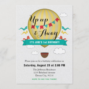 Invitación de cumpleaños de Up & Away Baby