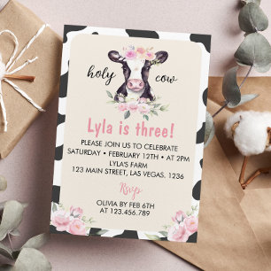 Invitación de cumpleaños de vaca de granja