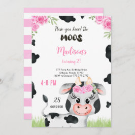 Invitación de cumpleaños de vaca editable
