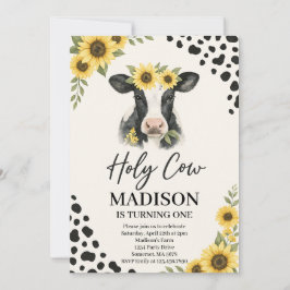 Invitación de cumpleaños de vaca sagrada editable