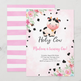 Invitación de cumpleaños de vaca sagrada editable
